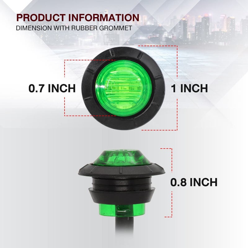 TMH 100 Pcs 3/4 Inch Round 3 LED Side Marker Indicator Lights 12V DC (Green (100 PCS)) - Image 4